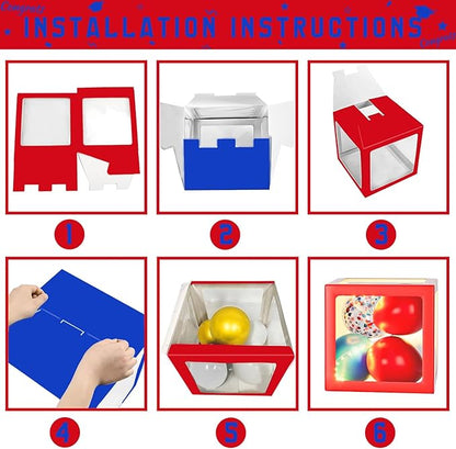 2026 Graduation Decorations, Red and Blue Graduation Decorations, Balloons Boxes (4PCS) with Letters 2026 GRAD So Proud of You, Congrats Grad Decorations for High School & College