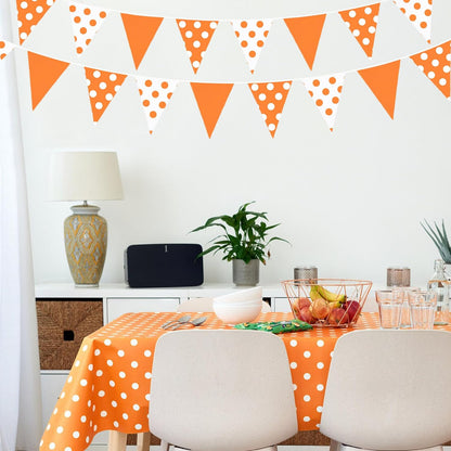 32Ft Orange Party Decorations Orange Fabric Pokal Dot Pennant Triangle Banner Party Flag Bunting Streamer Garland for Birthday Groovy Baby Shower Sunshine Home Outdoor Garden Decor Supplies