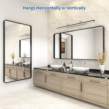 WEER Black Bathroom Mirror for Wall 60X30 Inch, Rectangular Black Metal Framed Vanity Mirror, Farmhouse Matte Black Mirror with Tempered Glass, Rounded Corner, Anti-Rust (Horizontal/Vertical)