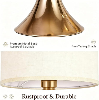 Gold Table lamp Single mid Century Modern Unique Decorative Cylinder smart end Side Bedside Night Cream dimmable for Bedroom