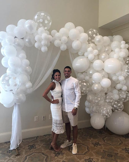 White Balloon Garland Arch Kit - 110 Pcs Matte Latex Balloons in 5/10/12/18 Inch Sizes for Baby Showers, Birthdays, Weddings, Christmas & Parties