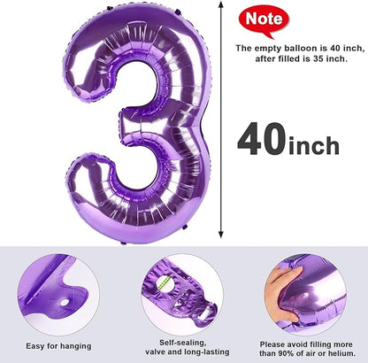 Balloon Numbers 40 Inch 5 Ballon for 5th Birthday Decorations, 15 25 35 50 Big Purple Number Balloons for Wedding Photo Shoot Party Decor