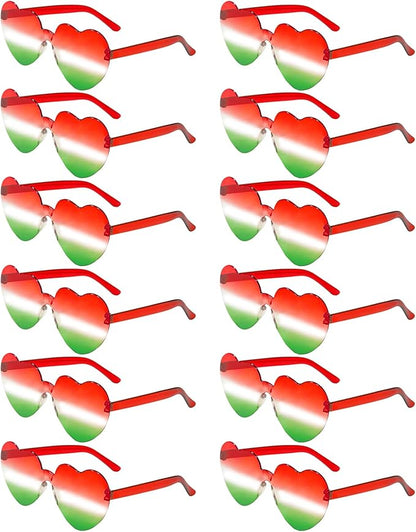 12 Pairs Heart Shaped Sunglasses Candy Color Rimless Fun Heart Glasses for Women Party Favors