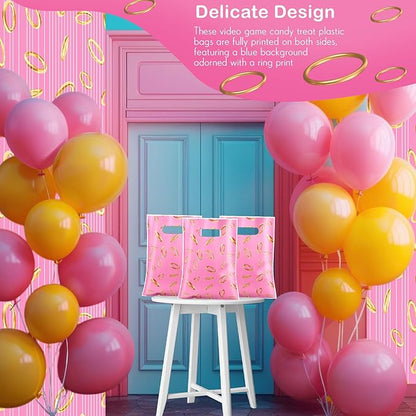 50 Pcs Birthday Party Favors Goodie Bags Cartoon Candy Gift Bags for Cartoon Theme Party Decorations Goodie Supplies Halloween Treat Bag Baby Shower Favors(Pink,Video Game)