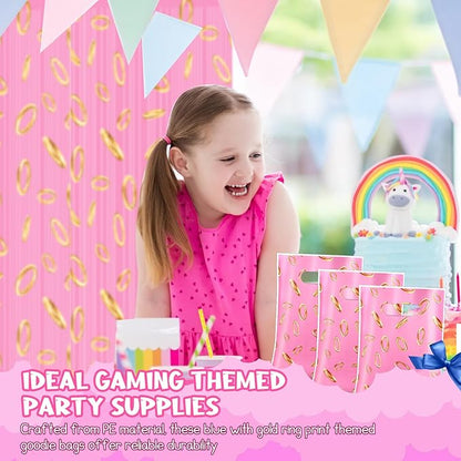 50 Pcs Birthday Party Favors Goodie Bags Cartoon Candy Gift Bags for Cartoon Theme Party Decorations Goodie Supplies Halloween Treat Bag Baby Shower Favors(Pink,Video Game)