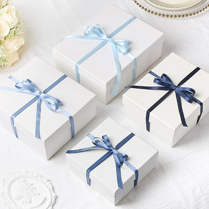 3/8 Inch Dusty Blue Satin Ribbon, 4 Rolls Total 40 Yards, Double Faced Mixed Blue Thin Fabric Ribbon for Gift Wrapping, Flower Bouquets, Crafts, Wedding, Father's Day Decorations
