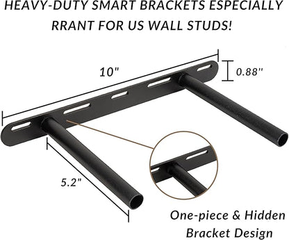 BGMG Wood Floating Shelves for Wall 16 inch Set of 2, Rustic Wooden Wall Mount Shelves for Living Room Bedroom Kitchen Farmhouse-16x6.7x1.25 inch- Dark Walnut