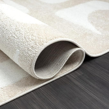 Abani Nuevo Collection Area Rug - Modern Geometric Beige/Cream Design - 5'3" x 7'6" - Easy to Clean - Durable for Kids & Pets - Non-Shedding - Medium Pile - Soft Feel - for Living Room Bedroom Office
