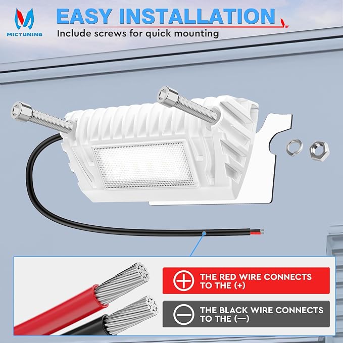 MICTUNING RV Exterior LED Porch Utility Light 12V Each Replacement Lighting for RVs Trailers Campers Pack of 2, White