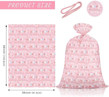 WRAPAHOLIC 56" Extra Large Birthday Plastic Gift Bag - Pink Sweet Blessings Jumbo Bike Bag Gift Wrap for Women Girls Birthday, Baby Shower, Wedding, Bridal Shower - 56" H x 36" W