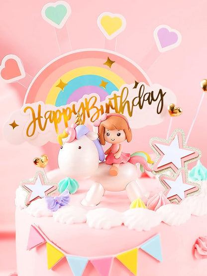 JeVenis Magical Unicorn Cake Topper & Party Favors - Rainbow Birthday Decoration for Girls