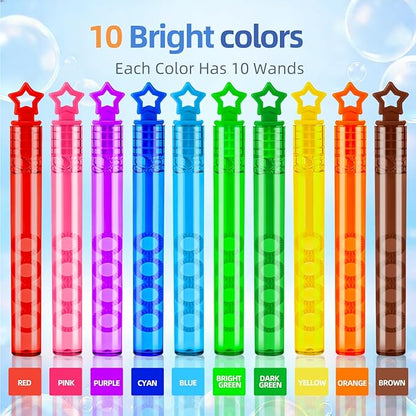 100 Pack Mini Star Bubble Wands Bulk – More Bubbles with Extra Holes, Party Favors for Kids Ages 3+, Classroom Prizes & Goodie Bag Stuffers