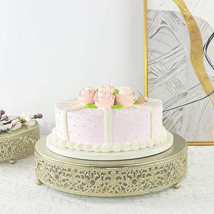 Cake Stand, Metal Round Cupcake Dessert Stand Cake Display Holder Cookies Fruit Serving Tray Decor for Wedding Party Birthday Baby Showers Anniversary (12in, Gold)