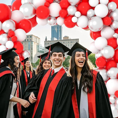 Red White Silver Balloon Garland Kit - 122PCS Red White Balloons Red Silver Balloons for Birthday Wedding Anniversary Bridal Shower Bride To Be Graduation Party Decorations