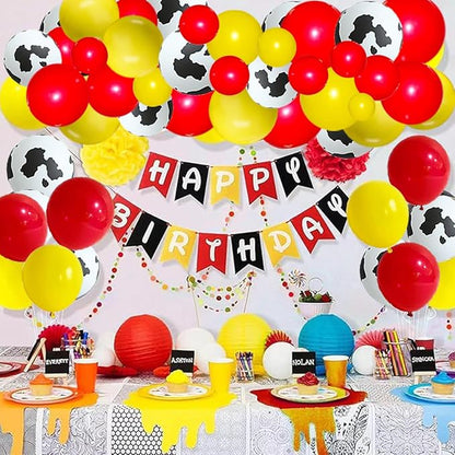 Red Yellow Balloon Garland Arch Kit - Red Yellow Balloons Cow Print Balloon Arch for Farm Animals Cowboy girl Birthday Baby Shower Wedding Christmas Party Decorations
