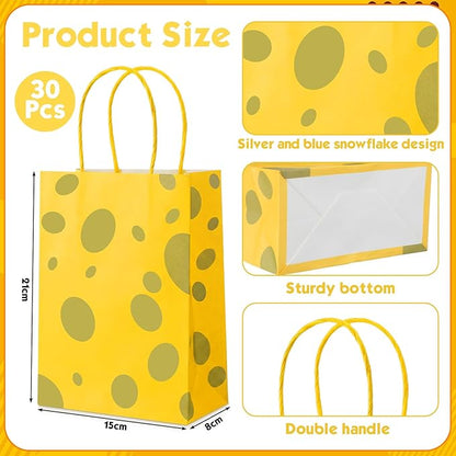 Humyoun 30 Pcs Yellow Sponge Party Favors Gift Bags Cartoon Goodie Candy Treat Bags with Handles Birthday Supplies Decorations, 8.3 x 5.9 x 3.2 Inch