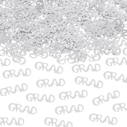 ONLYKXY 15gram Glitter Table Confetti Decor Scatter Bless Confetti Grad Party Decor for Congrats College Graduation Birthday Wedding Party Chocolate Favor Envelope Decal (Silver GRAD)