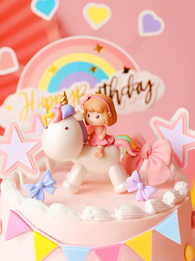 JeVenis Magical Unicorn Cake Topper & Party Favors - Rainbow Birthday Decoration for Girls