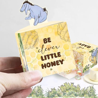 QZCYU 24pcs Winnie Baby Shower Decorations, Pooh Party Decorations, Baby Shower Table Sign Centerpieces, Animal Party Favor Boxes for Baby Showers, Birthdays, and Gender Reveals