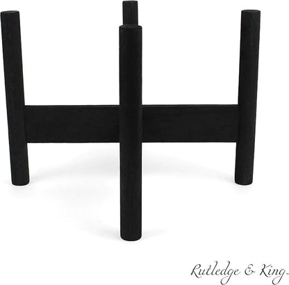 Rutledge & King Mid Century Plant Stand - Modern Plant Stand - Indoor Plant Stand - Wooden Plant Stand - Plant Holder (Large, Aberdeen/Black)