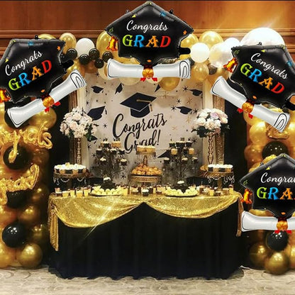 4Pcs Graduation Cap Balloons Congrats Grad Hat Balloons Graduation Balloons for Class of 2026 Party Decorations