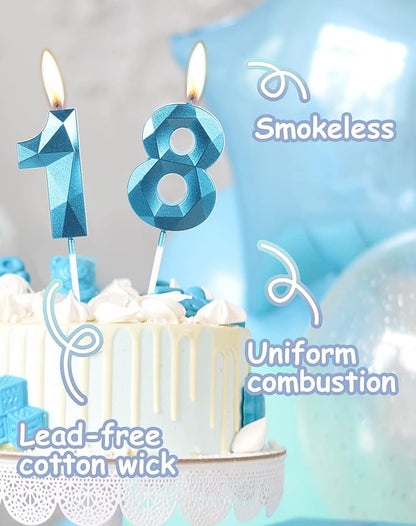 Number 17 Candles,17th Birthday Candles,Blue Happy Birthday Candle for Cake,3D Design Cake Topper Decorations for Boy Men Pet Birthday Party Wedding Anniversary Celebration Supplies