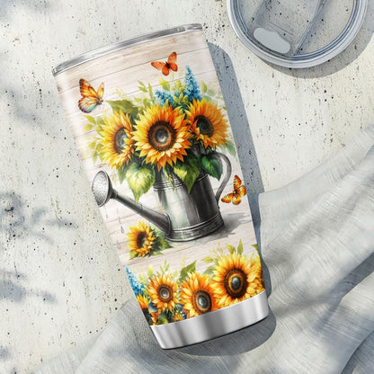 Sunflower Gifts, Sunflower Advice, Floral Cups Flower, Tumbler 20 Oz With Lid And Straw