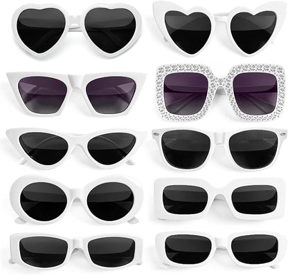 10 Pack Mixed Styles Trendy Retro Sunglasses for Women/Men Party Favors Sungasses Costume Accessories Eyewear Set
