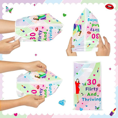 Andi Cppss Girl’s Birthday Party Favor Bags - 50PCS Flirty And Thriving Goodie Bags for Girls Women Flirty And Thriving Party Decoration Beautiful Girls Design Gift Bag for Girl’s Birthday Party Favor