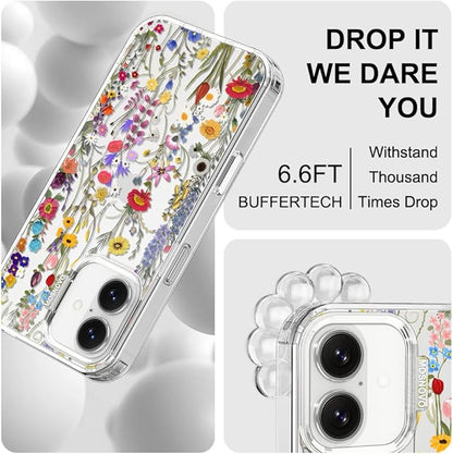 MOSNOVO for iPhone 17 Case | Military Grade 6.6ft Drop Tested | Camera Control | Clear with Wildflower Meadow Design
