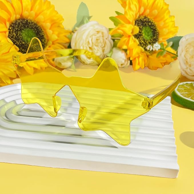Pibupibu Wholesale 40 Pack Rimless Star Shaped Sunglasses Bulk Adults Unisex, Fun Colorful Pentagram Glasses Party Favors