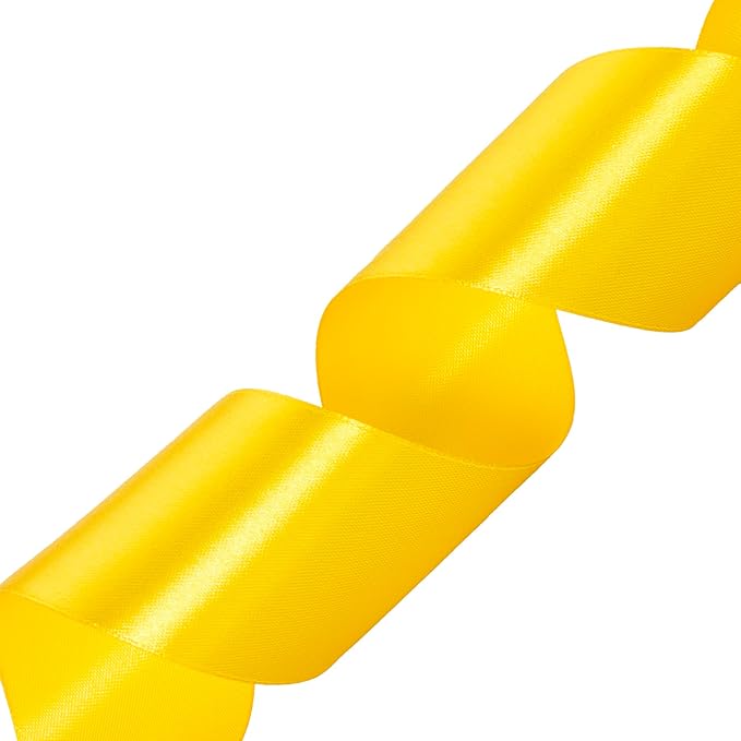 YASEO 2 Inch Yellow Solid Satin Ribbon, 50 Yards Craft Fabric Ribbon for Gift Wrapping Floral Bouquets Wedding Party Decoration