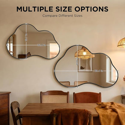 Irregular Wall Mirror with Metal Frame for Living Room, Hallway, Entryway, Bathroom and Dining Room
