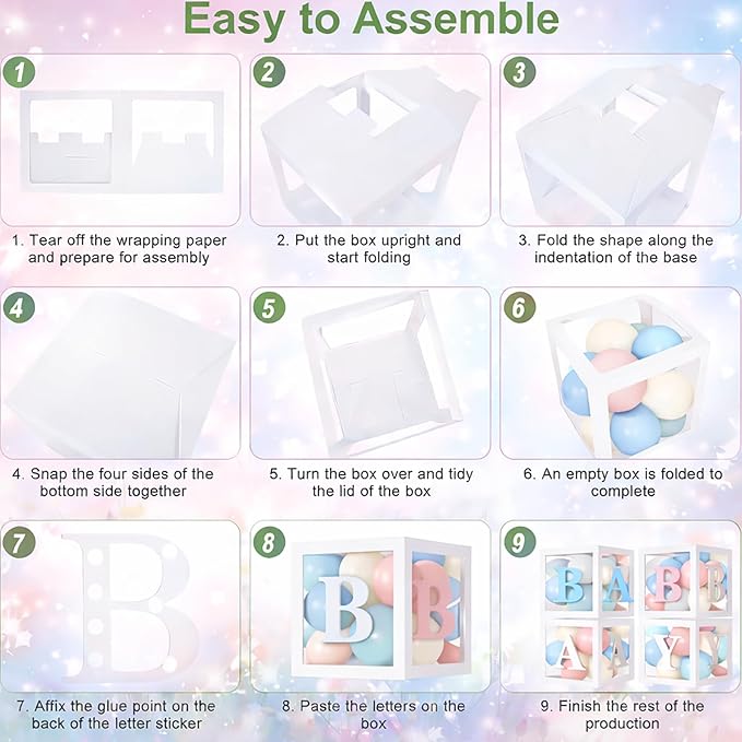 Baby Gender Reveal Decorations Kit, Bear Theme Balloon Garland with Backdrop, 136 PCS He or She Gender Reveal Party Supplies With 4Pcs Baby Boxes for Pink and Blue Baby Shower