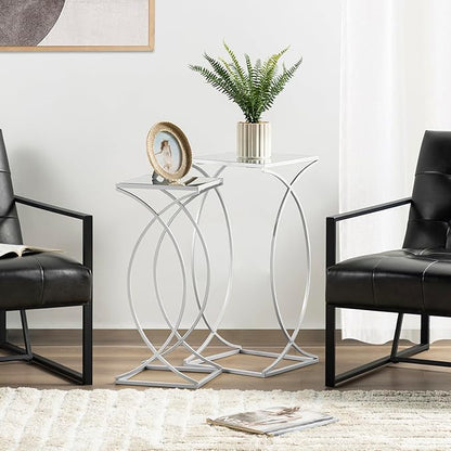 Glitzhome Nesting Side Tables, Coffee Tables Decorative Accent Tables