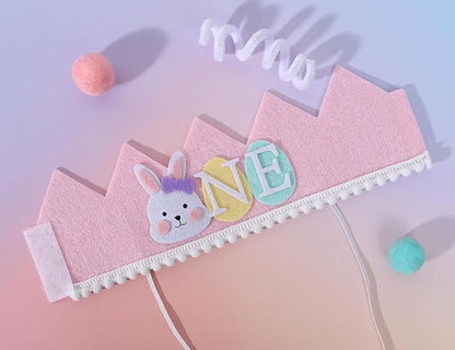 Some Bunny 1st Birthday Crown - Easter Rabbit Hat and Spring Decoration for Girls