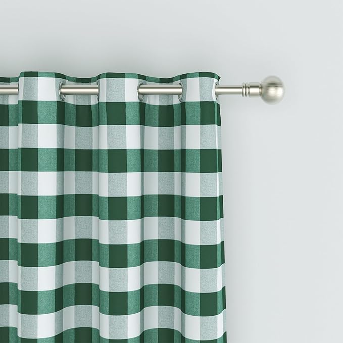 3 Pieces Tier Curtains and Valance Set Buffalo Check Kitchen Tiers Plaid Gingham Grommet Top Classic Short Small Cafe Curtains Country Farmhouse Cafe Bathroom 54"x18"/32"x36" Dark Green & White