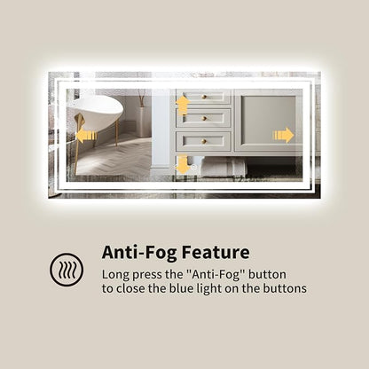 WTTY 84''x32'' LED Bathroom Mirror with Lights, Large Dimmable Led Mirror for Bathroom with Front + Backlight, Lighted Bathroom Vanity Mirrors for Wall with Anti-Fog, Memory, Shatter-Proof, ETL Listed