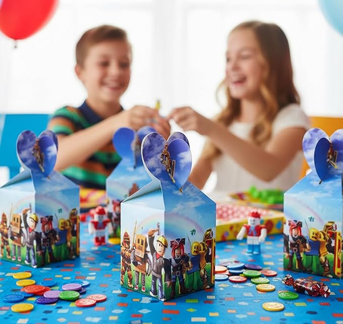 Pixel Game Candy Box Pack of 12, Birthday Gift Box and Party Favor Boxes for Boys Birthday Party Decorations, Gamer Party Decorations, Video Game Bday Decorations, Gift Bags Treat Boxes for Kids