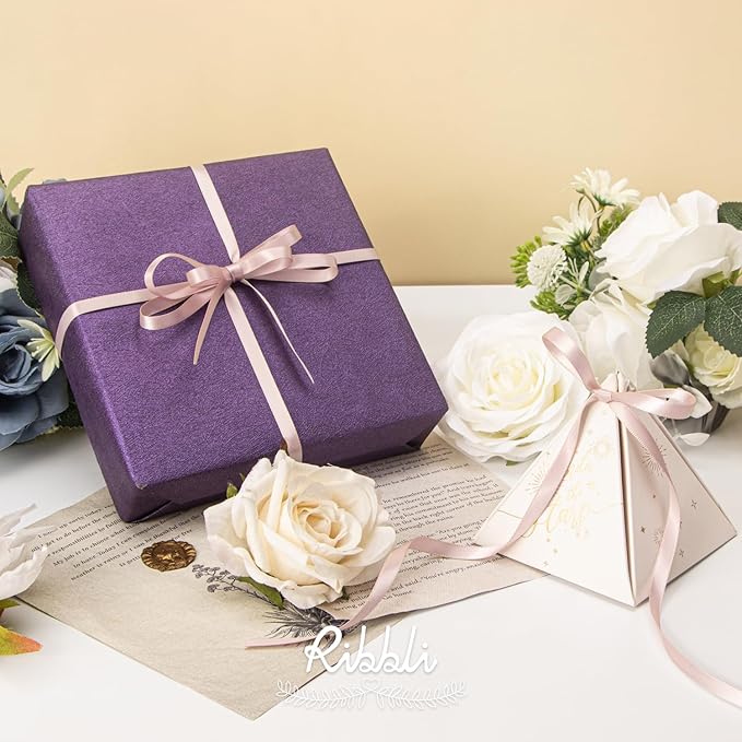 Ribbli Vanilla Double Faced Satin Ribbon,1/4” x Continuous 25 Yards,Use for Craft Bows Bouquet, Gift Wrapping, Wedding Decoration, Floral Arrangement