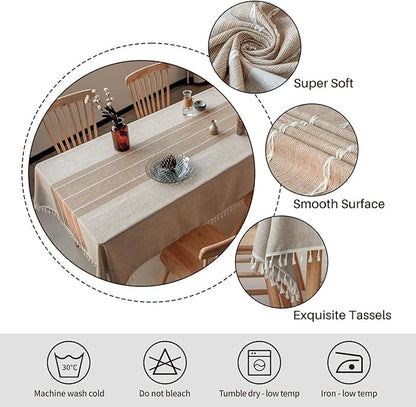 Deep Dream Tablecloths, Waterproof Table Cloth, Linens Wrinkle Free Anti-Fading, Rustic Table Cover Decoration for Kitchen Dinning Christmas(Rectangle/Oblong, 55''x140'',12-14 Seats, Light Coffee)