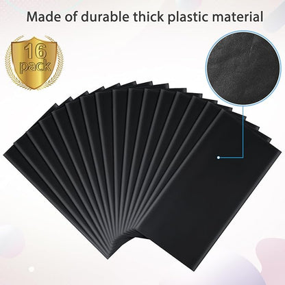 16 Pack Black Plastic Tablecloth for Rectangle Tables, Premium Decorative Black Disposable Table Cloths for Parties, Bulk Rectangle Party Table Cover for Birthday, Wedding, Anniversary, 54 x 108 Inch