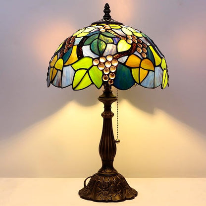 Tiffany Table Lamp Stained Glass Lamp 12X12X19 Inch Antique Reading Light (Amber Grape)