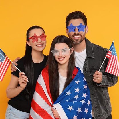 Semato 12 Pcs Star Sunglasses Bulk Rimless Red White and Blue Star Glasses Party Favors
