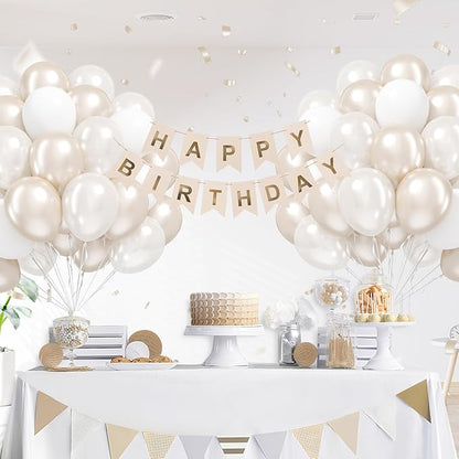 60pcs Double Stuffed Pearl Balloons 12inch, Pearl White Balloons, White Latex Balloon for Wedding Bridal Baby Shower Birthday Party Decorations