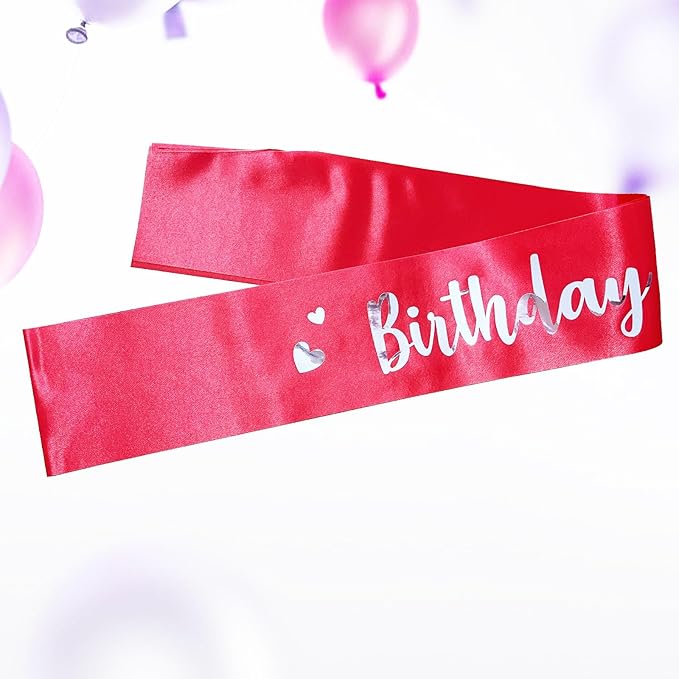 Birthday Girl Sash for Women Foil Letter for Women 21st 30th 40th 50th 60th Gifts Red and Silver Birthday Party Decorations and Supplies