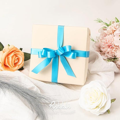 Ribbli Turquoise Blue Satin Ribbon 5/8 inch x Continuous 25 Yards,Double Faced Satin Use for Craft, Gift Wrapping, Christmas Ornaments, Hair Bows, Bouquet Bows