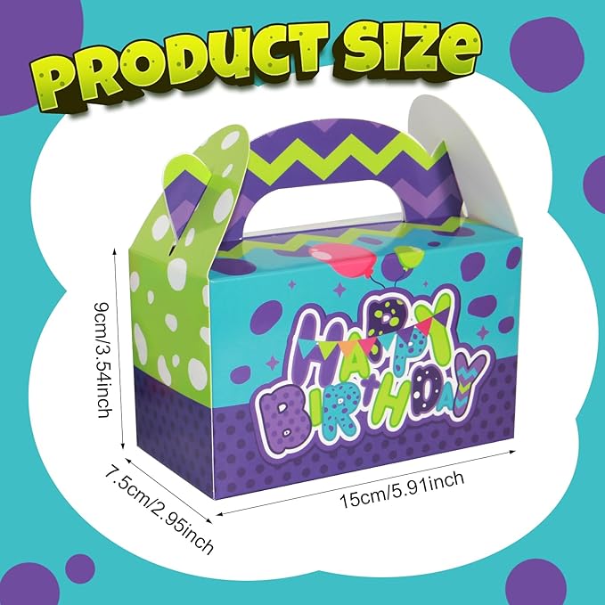snaxuda 24 Pack Monster Paper Gift Bags Cartoon Gable Gift Boxes Party Favor Boxes Candy Treat Goodies Favor Tote Bags for Birthday Party,Weddings,Baby Shower
