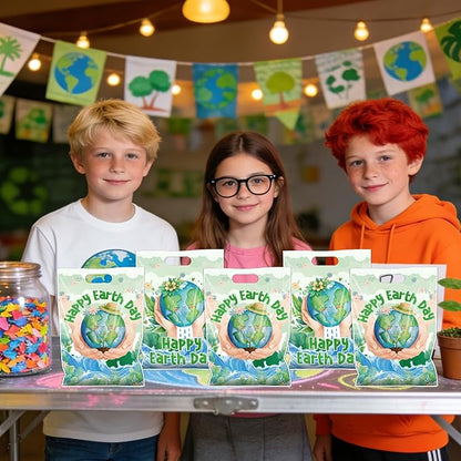 Falueqg Happy Earth Day Party Favors - 50 Pcs Earth Day Goodie Candy Treat Bags Protect the Environment Theme Party Supplies for Environmental Protection Activities