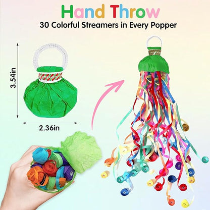 No Mess Confetti Poppers - 20PCS Hand Throw Streamers Popper for Party, Wedding, Graduation, Birthday | Colorful Paper Cannons for Indoor and Outdoor Celebrations (Colorful)
